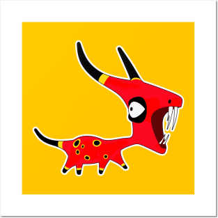Cute and Scary Red Horned Creature Posters and Art